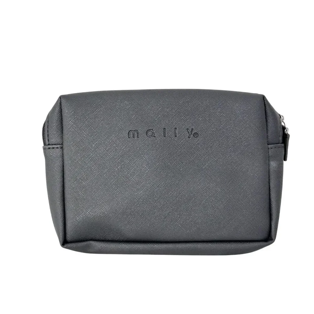 Mally Black Zip Makeup Cosmetic Bag Case Travel Vacation NEW